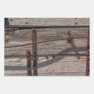 Rustikales Braunholzdesign Geschenkpapier Set