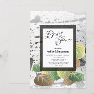 Rustikales Brautparty Aspen Bark und Blätter Einladung