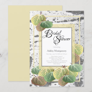 Rustikales Brautparty Aspen Bark und Blätter Einladung