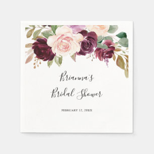 Rustikales Brautparty aus Blüten und Botanischen B Serviette