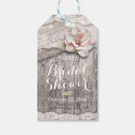 Rustikales Brautparty aus Burlap Lace String Geschenkanhänger