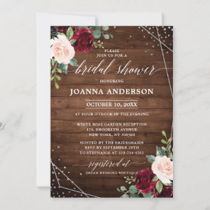 Rustikales Brautparty aus Holz, geometrisch Einladung