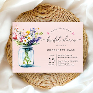 Rustikales Brautparty Blush Floral Einladung
