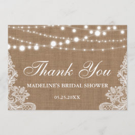 Rustikales Brautparty Burlap Lights Lace Vielen Da Dankeskarte