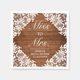 Rustikales Brautparty Holz & Weiße Spitzen Frau Lo Serviette