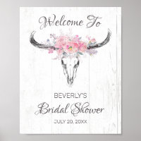 Rustikales Brautparty Kuh Skull Boho Floral Willko