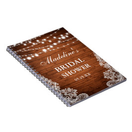 Rustikales Brautparty Lights Lace Geschenkliste Notizblock
