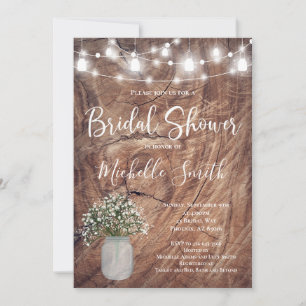 Rustikales Brautparty, Mason Jar, Babys Breath Jar Einladung
