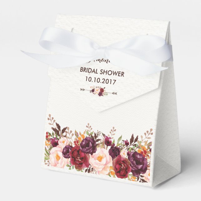 Rustikales Brautparty Pink Marsala Gefallen Box Geschenkschachtel (Vorderseite)