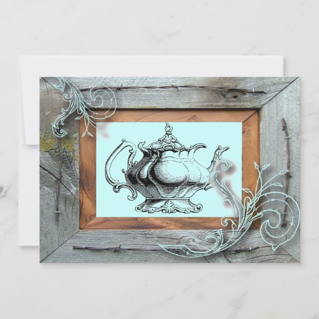 Rustikales Brautparty Tee Party Einladung (Vorderseite)