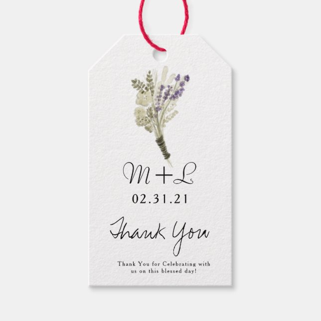 Rustikales Brautwasser-Lavendel-Öko Geschenkanhänger (Vorderseite)