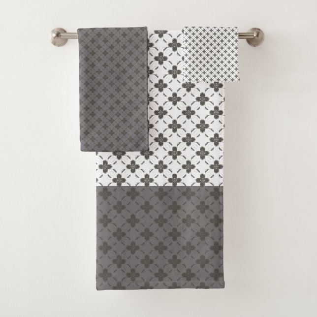 Rustikales Bronze-Blume-Muster Badhandtuch Set (Insitu)