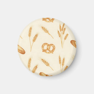 Rustikales Brot- und Weizen-Nahtlosmuster Magnet