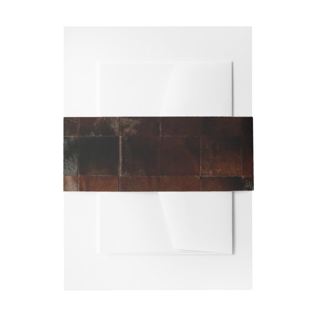 Rustikales Brown Patchwork Cowhide Einladungsbanderole (Vorderseite Beispiel)