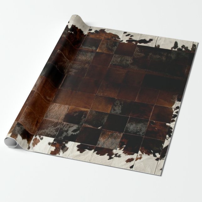 Rustikales Brown Patchwork Cowhide Geschenkpapier (Ungerollt)