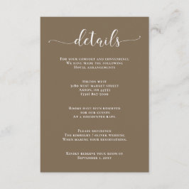 Rustikales Brown Simple Calligraphy Modern Wedding Begleitkarte