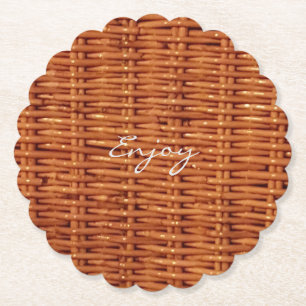Rustikales Brown Wood Wicker Picnic Basket Funny Untersetzer