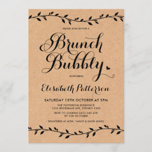Rustikales Brunch & Bubbly Babydusche Moderne Laur Einladung
