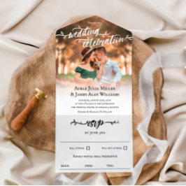 Rustikales Brush Script-Foto Hochzeit All In One Einladung