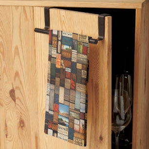 Rustikales Buch und Schriftzeichen Kunstsammlung Geschirrtuch