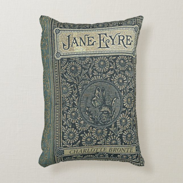 Rustikales Bucheinband-Kissen Jane Eyre Dekokissen (Vorderseite(Vertikal))