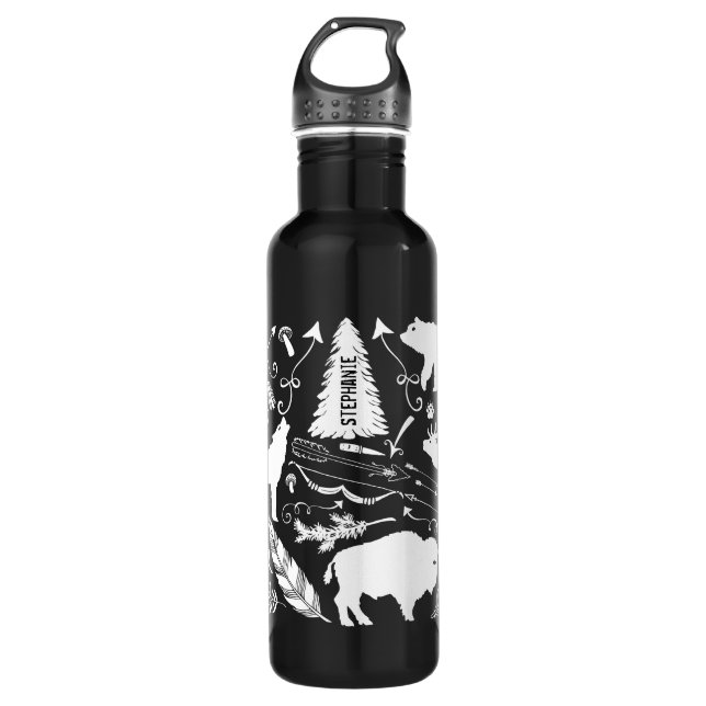 Rustikales Buffalo-Hirschwolf-Bärenmuster jeder Fa Trinkflasche (Vorderseite)