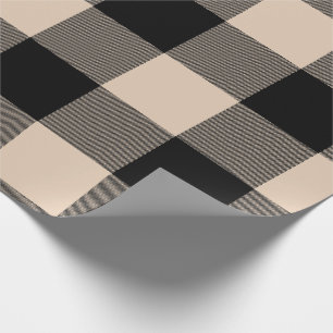 Rustikales Buffalo Kariert Beige Schwarz Geschenkpapier