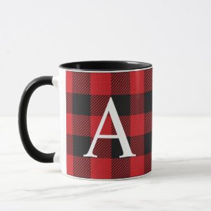 Rustikales Buffalo Kariert Lumberjack Mit Monogram Tasse