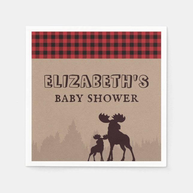 Rustikales Buffalo Kariert Lumberjack Thema Kinder Serviette (Vorderseite)