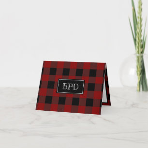 Rustikales Buffalo-Karo-Monogramm-Muster Karte