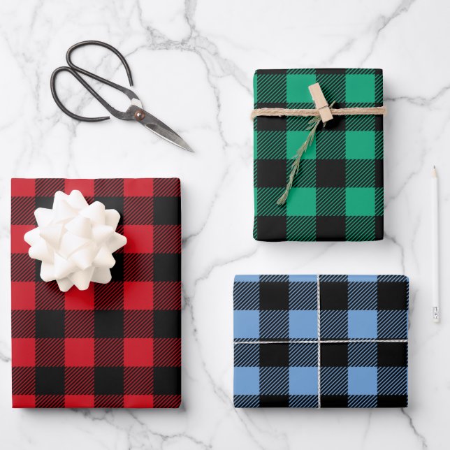 Rustikales Buffalo Plaid Pattern Geschenkpapier Set (Vorderseite)