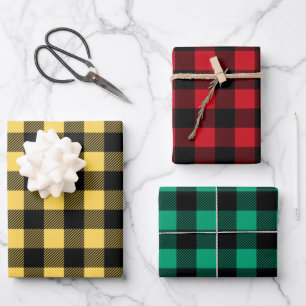 Rustikales Buffalo Plaid Pattern Geschenkpapier Set