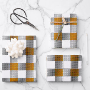 Rustikales Büffel-Karo-Muster Geschenkpapier Set