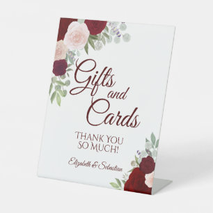 Rustikales Burgund Boho Blumengeschenke & Karten H Sockelschild