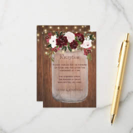 Rustikales Burgund Floral Mason Jar Hochzeitsempfa Begleitkarte
