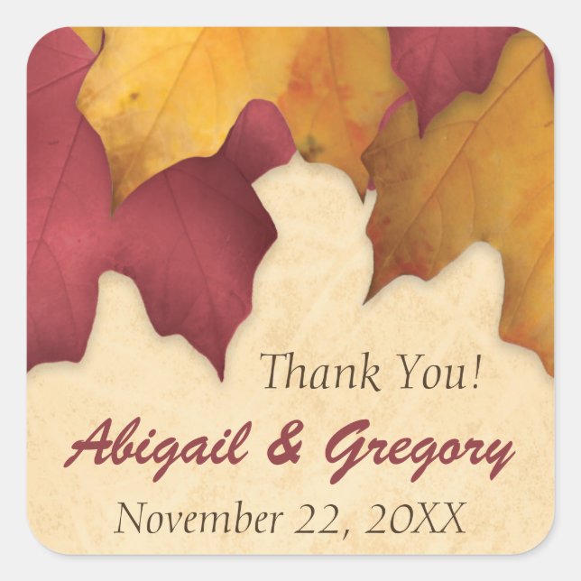 Rustikales Burgund Gold Herbst Gefallen Stickers (Vorderseite)
