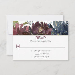 Rustikales Burgund Navy Gold Aquarellfarbe Top RSVP Karte