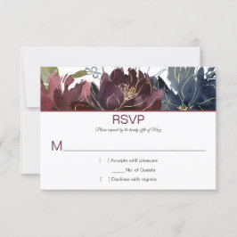 Rustikales Burgund Navy Gold Aquarellfarbe Top RSVP Karte