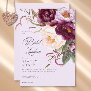 Rustikales Burgund & Pink Peonies Bridal Luncheon Einladung
