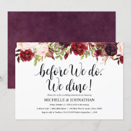 Rustikales Burgund Probe Hochzeitsessen Einladung