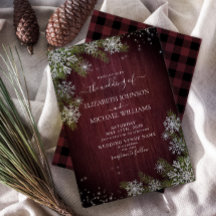 Rustikales Burgund Silver Winter Wood Kariert Wedd