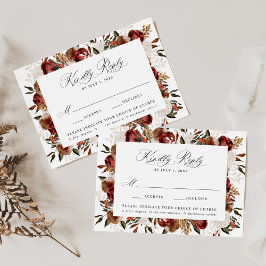 Rustikales Burgund und Elfenbeinküste Rose Hochzei RSVP Karte