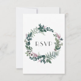 Rustikales Burgund und Waldgrüner Blumenreath | RSVP Karte