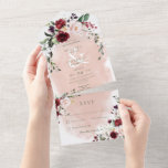 Rustikales Burgundy & Blush Roses Abendessen All In One Einladung<br><div class="desc">AUCH MIT EINEM QR CODE IM UAWG BEREICH ERHÄLTLICH. Dieses Design besticht durch einen weichen Bogen aus Marsala-Wein und rosa Rosen mit Grün und Beeren auf einem sanft blütigen, farbigen Aquarell. Personalisierte All-In-One-Einladungen sind eine einzigartige Kombination aus einer schön gedruckten, maßgeschneiderten Einladung und einer leicht zu abreißenden perforierten UAWG-Postkarte. Und...</div>