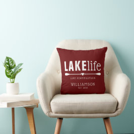 Rustikales Burgundy Red Lake Life Paddles Kissen