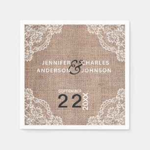 Rustikales Burlap-Fabric Lace   Napkins Serviette