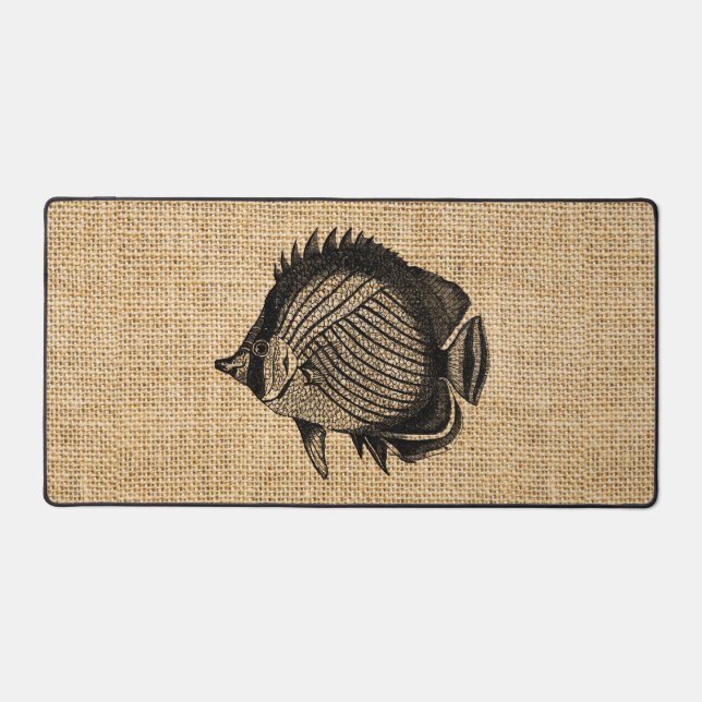 Rustikales Burlap Image Foto tropischer Fische Des Schreibtischunterlage (Vorderseite)