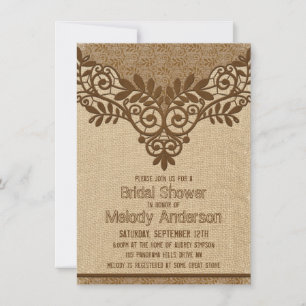 Rustikales Burlap Lace Vintages Brautparty Einladung