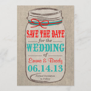 Rustikales Burlap & Mason Jar Wedding retten das D Save The Date