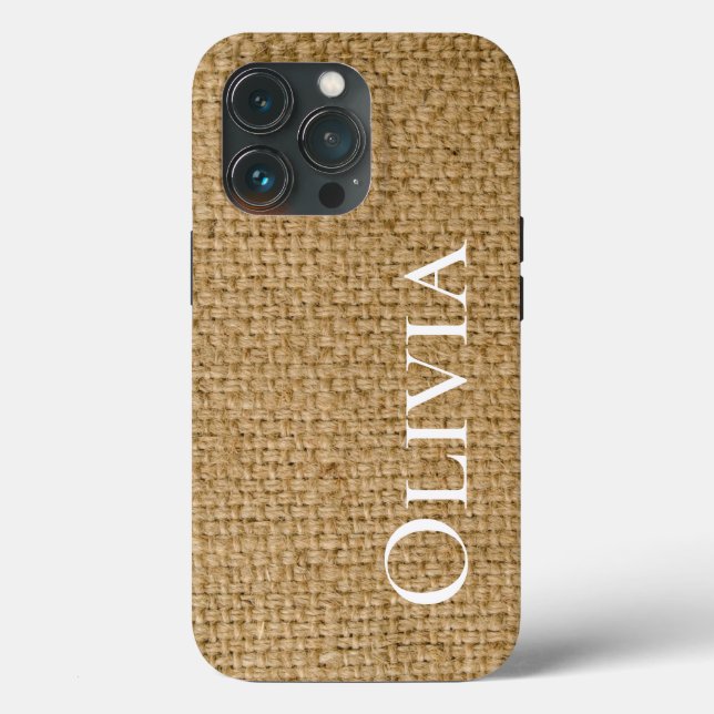 Rustikales Burlap Personalisiert Niedlich einfach Case-Mate iPhone Hülle (Rückseite)